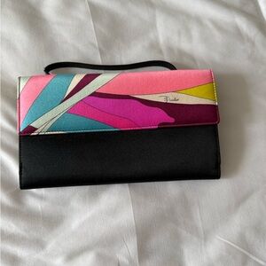 Emilio Pucci Black and Multicolor Clutch